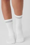 Unisex Half-Crew Performance Sock - White