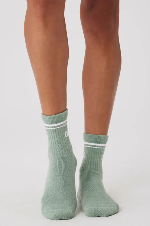 Unisex Half-Crew Throwback Sock - Icy Sage/White