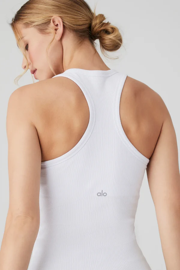 Ribbed Aspire Full Length Tank - White