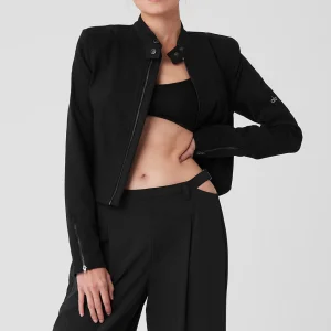 Cropped Full Throttle Moto Jacket - Black