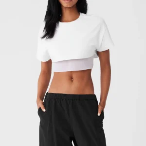 Made You Look Cropped Short Sleeve Tee - White