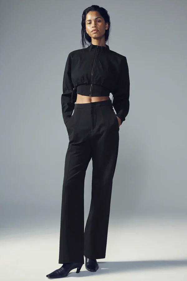 High-Waist On Point Moto Trouser - Black