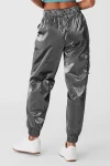 Metallic High-Waist Break Line Jogger - Silver Metallic