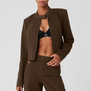 Cropped Full Throttle Moto Jacket - Espresso