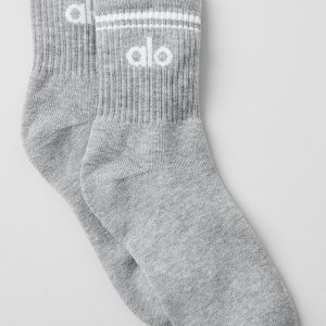 Unisex Half-Crew Throwback Sock - Athletic Heather Grey/White