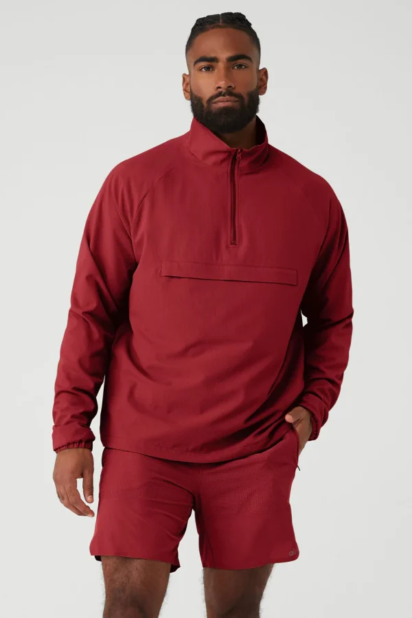 Ripstop 1/4 Zip On-Set Jacket - Victory Red
