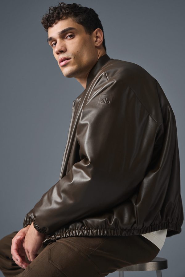 Faux Leather Premier Bomber – Espresso