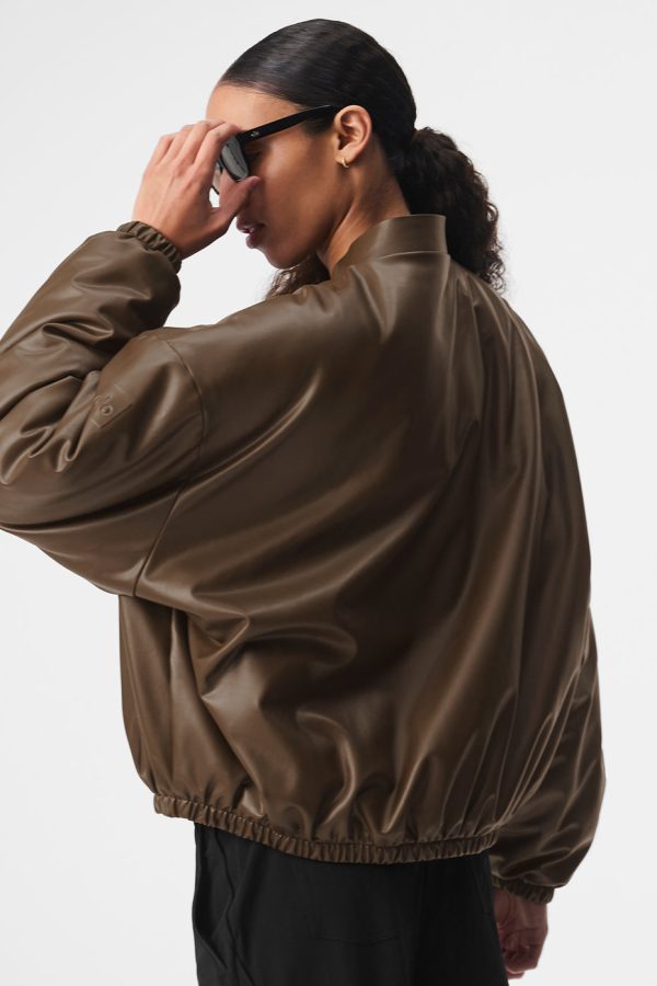 Faux Leather Premier Bomber – Espresso