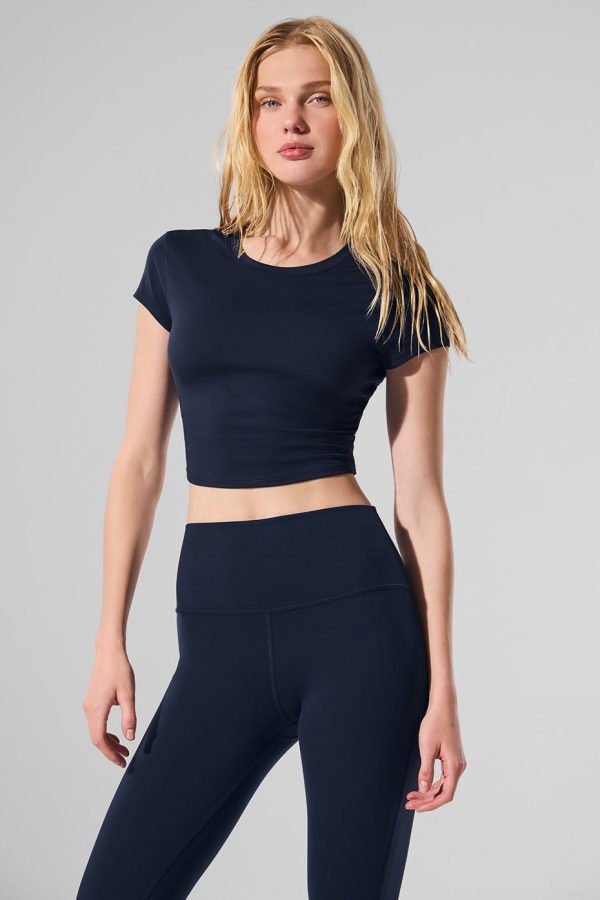Alosoft Crop Finesse Short Sleeve – Navy