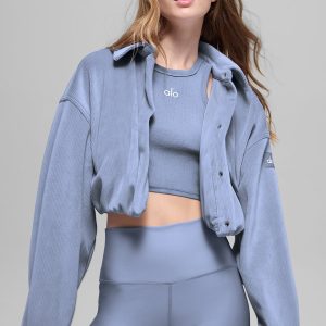 Ribbed Velour Cropped Mountain Side Jacket ?C Winter Frost