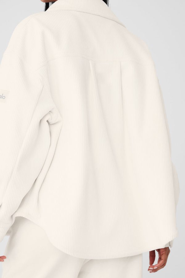 Ribbed Velour Mountain Side Shacket ?C Ivory