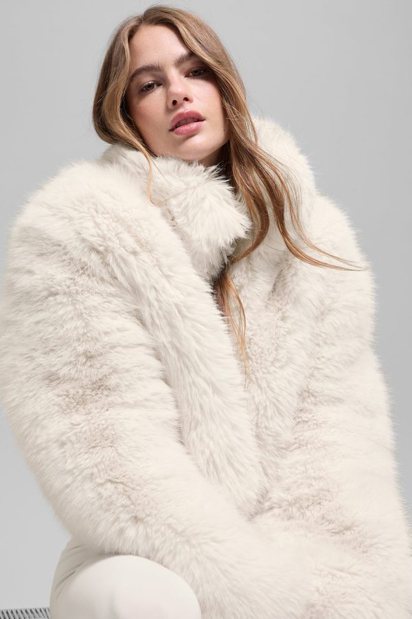 Opulent Faux Fur Cropped Jacket ?C Ivory