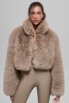 Opulent Faux Fur Cropped Jacket ?C Oat