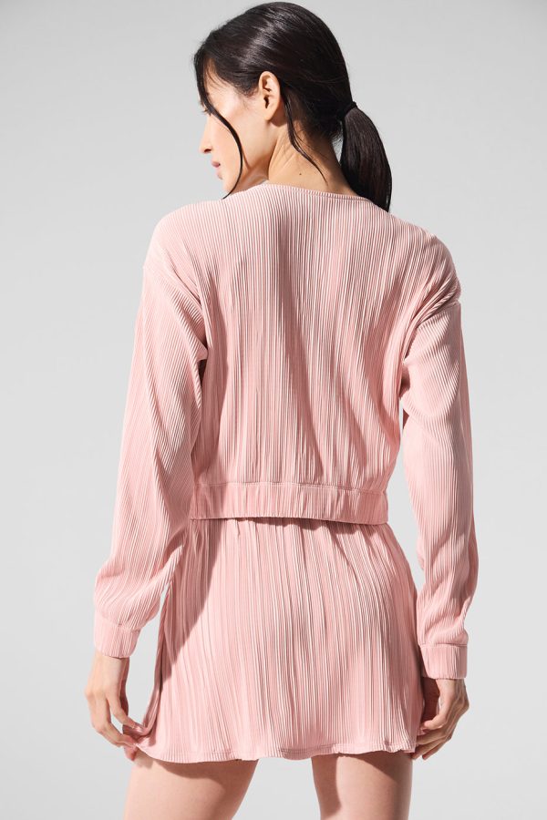 Cropped Micro Plisse Jacket ?C Pink Quartz