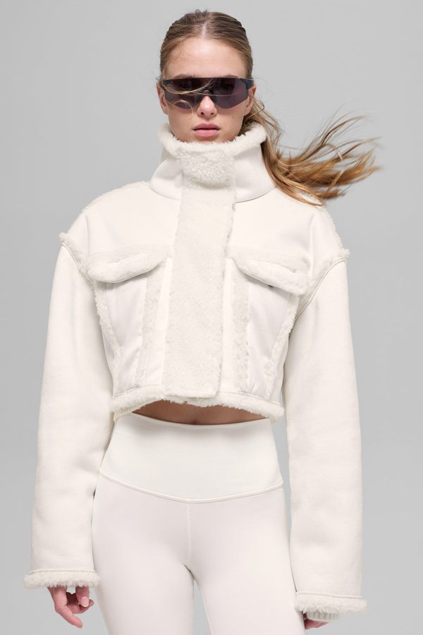 Faux Shearling Snowfall Cropped Jacket ?C Ivory