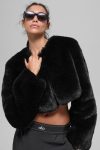 Faux Fur Chic Cropped Jacket ?C Black
