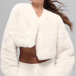 Faux Fur Chic Cropped Jacket ?C Ivory