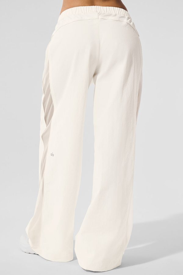High-Waist Origin Wide Leg Track Pant ?C Ivory
