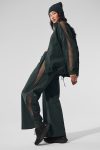 High-Waist Origin Wide Leg Track Pant ?C Charcoal Green