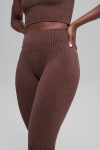 Seamless High-Waist Two Tone Rib Legging ?C Brownstone Heather