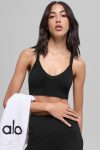 Seamless Two Tone Rib Bra ?C Black
