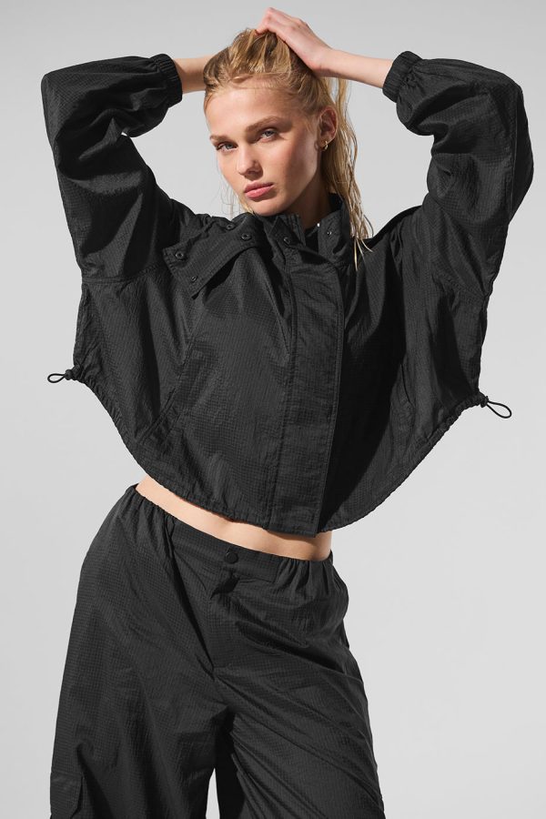 Cropped Game Time Full Zip Jacket ?C Black